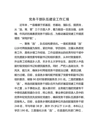 党务干部队伍建设工作汇报