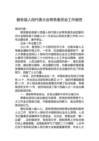 磐安县人民代表大会常务委员会工作报告