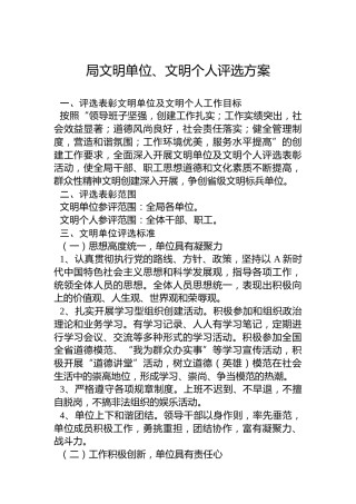 局文明单位、文明个人评选方案