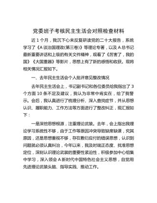 党委班子考核民主生活会个人对照检查4300字