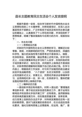 县长主题教育民主生活会个人对照检查2800字