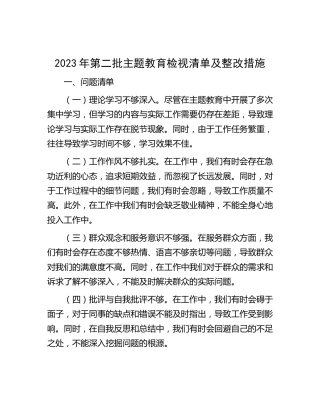 第二批主题教育检视问题清单及整改措施