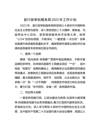 县行政审批系统2023年工作计划