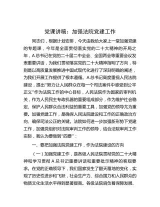 党课：加强法院党建工作
