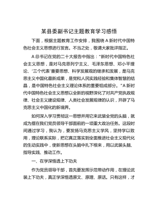 县委副书记主题教育学习研讨发言3500字