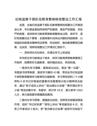全市纪检监察干部队伍教育整顿检视整治工作情况总结汇报2400字
