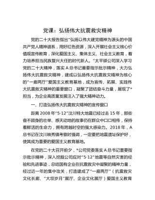 党课：弘扬伟大抗震救灾精神（公司）