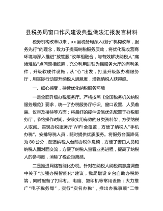 县税务局窗口作风建设典型做法汇报发言 (2)