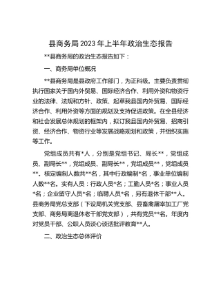县商务局2023年上半年政治生态报告