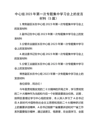 县区领导中心组二十大专题集中学习研讨发言5篇