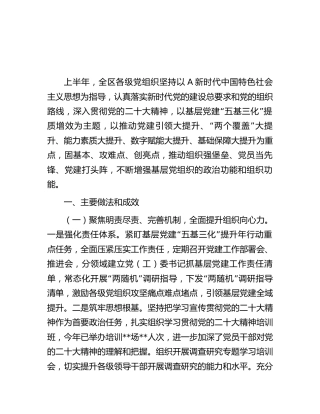 县区2023年上半年基层党建工作总结汇报