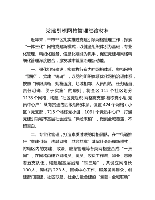 党建引领网格管理经验材料