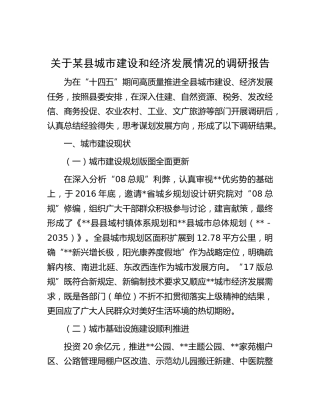 县城市建设和经济发展情况的调研报告