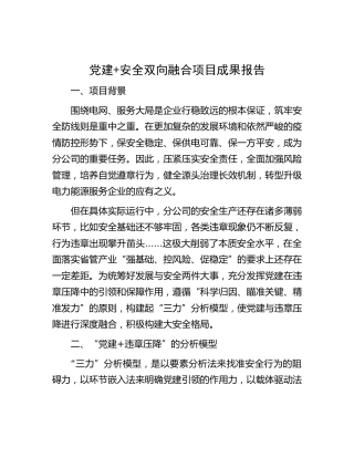 党建+安全双向融合项目成果报告（电网公司）