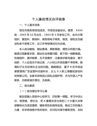 个人廉政情况自评画像2800字
