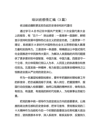 二十大专题培训班心得体会、研讨发言3篇（检察）