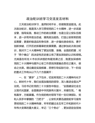 二十大政治轮训班学习交流发言（公安）