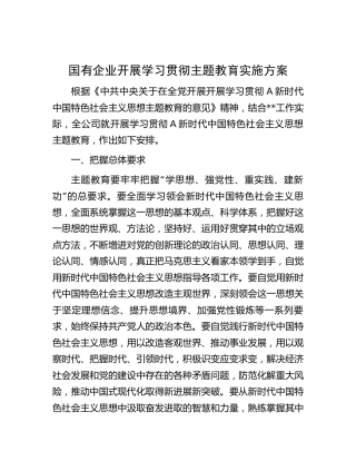 国企公司主题教育实施方案