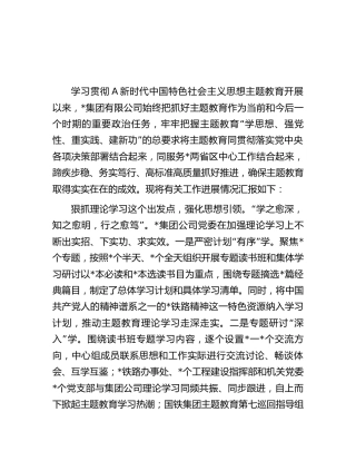 国企公司主题教育阶段性总结汇报