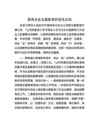 国企公司主题教育阶段性总结