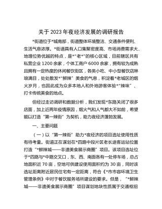 2023年夜经济发展的调研报告
