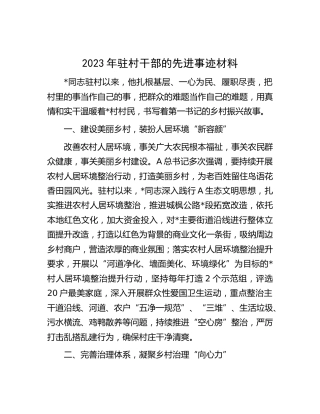 2023年驻村干部先进事迹材料