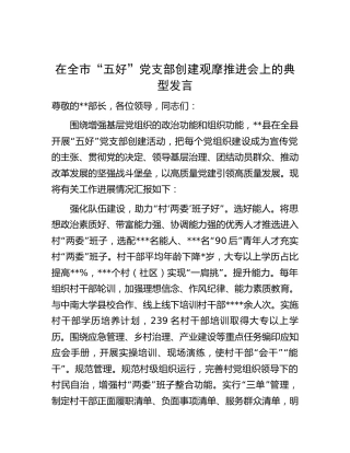 在全市“五好”党支部创建观摩推进会上的典型发言（党建经验汇报）