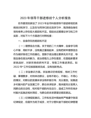 2023年领导干部进修班个人党性分析报告