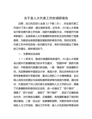 县人大代表工作的调研报告