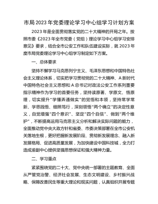 2023年理论学习中心组学习计划方案（公安5800字）