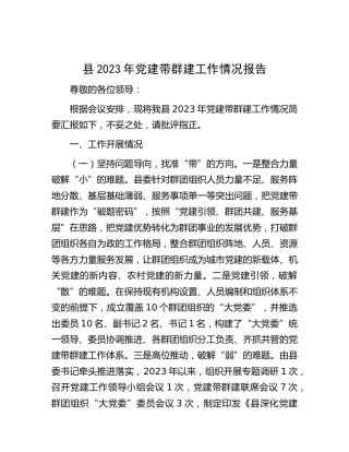 县2023年党建带群建工作情况总结报告