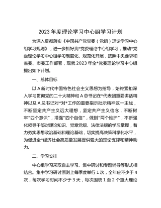 2023年度理论中心组学习计划2500字