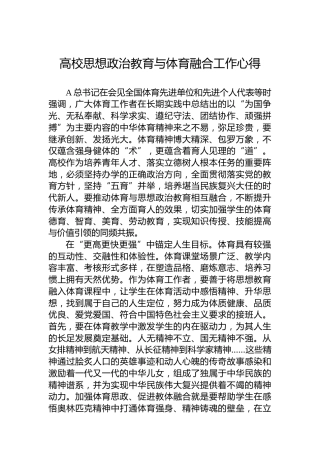 高校思想政治教育与体育融合工作心得发言