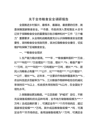 全市粮食安全调研报告