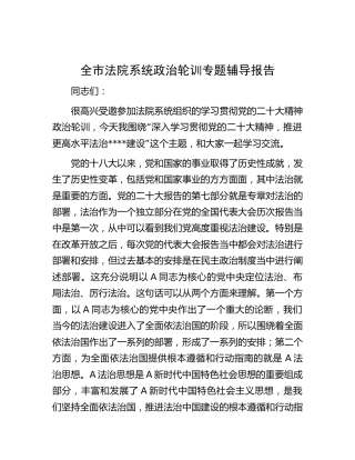 全市法院系统二十大政治轮训专题辅导报告（党课8700字）