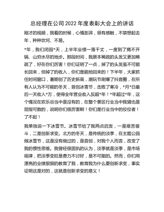 在公司2022年度表彰大会上的讲话