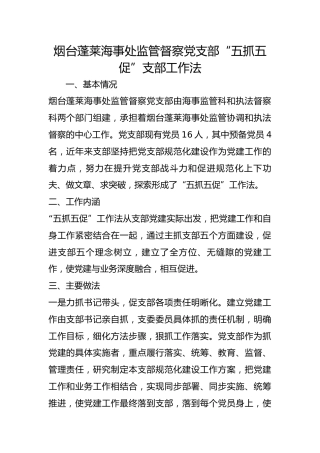 海事处监管督察党支部“五抓五促”支部工作法