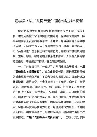 经验交流：以“共同缔造”理念推进城市更新