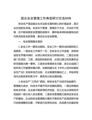 国企安全管理工作典型研讨交流发言（公司）