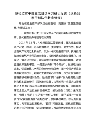 “四重温四强化”研讨发言3100字（纪检监察干部队伍教育整顿）
