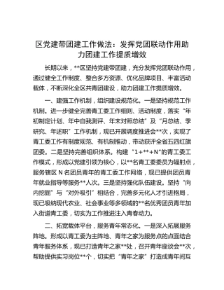区党建带团建工作做法