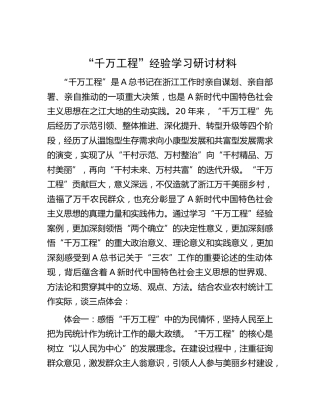 “千万工程”经验学习研讨发言