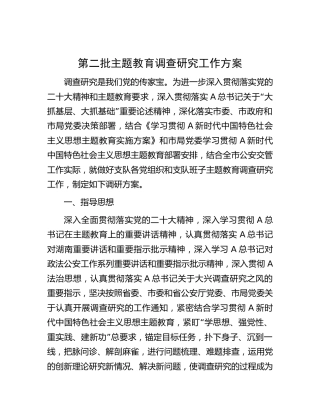 第二批主题教育调查研究工作方案(公安)