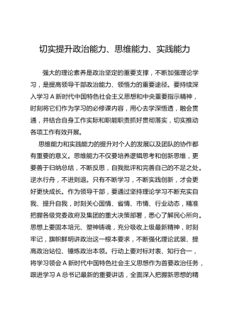 切实提升政治能力、思维能力、实践能力交流发言