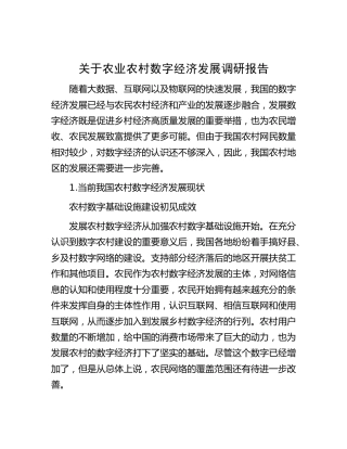 农业农村数字经济发展调研报告