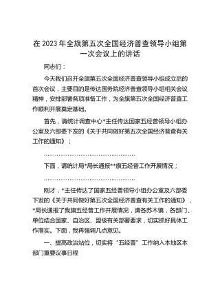在2023年经济普查领导小组第一次会议上的讲话