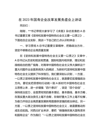 在2023年国企改革发展务虚会上讲话