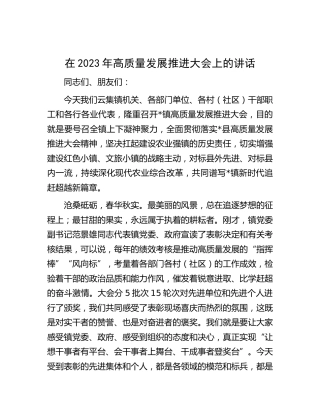在2023年高质量发展推进大会上的讲话
