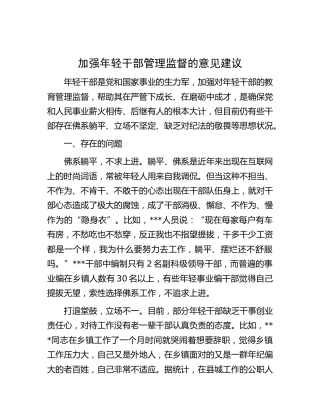 加强年轻干部管理监督的意见建议（研讨发言）