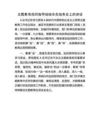 2023年主题教育巡回指导组组长在组务会上的讲话